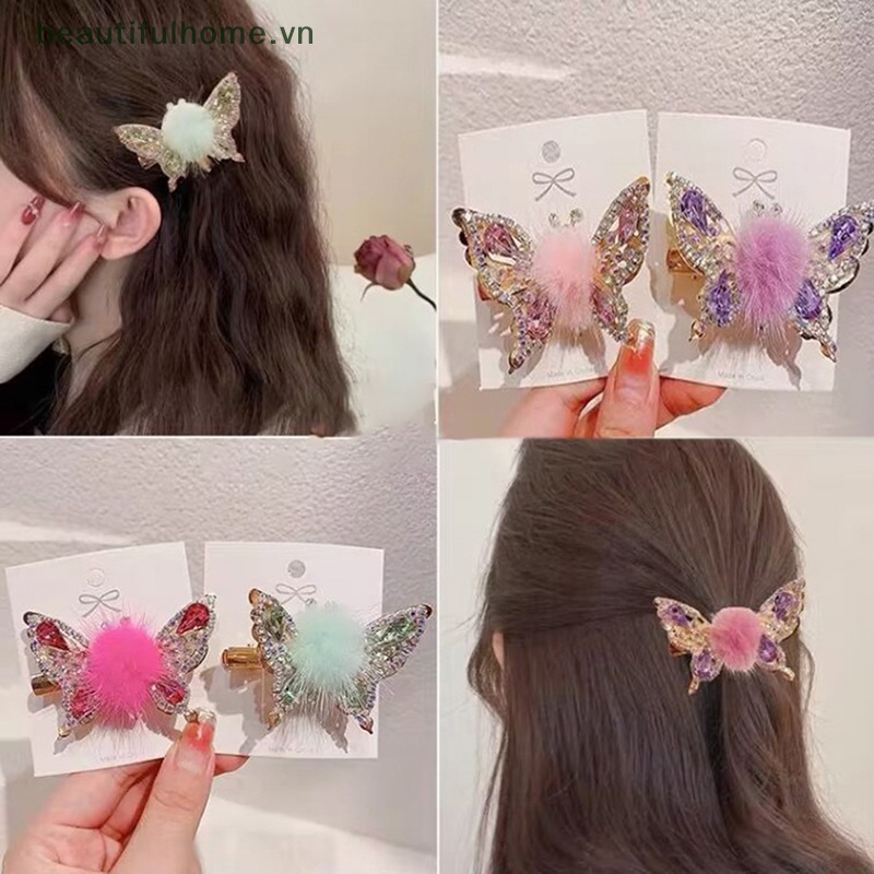 Kẹp Tóc Hình Bướm 3D Bằng Hợp Kim Đính Đá Lấp Lánh Cho Nữ