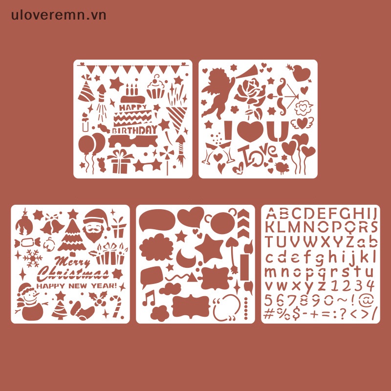 Set 5 Tấm Khuôn Vẽ Trang Trí Giáng Sinh Dễ Thương