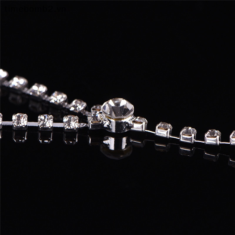 1 Set Vòng cổ Và Bông Tai Dáng Dài Đính Đá Pha Lê Sang Trọng Cho Cô Dâu