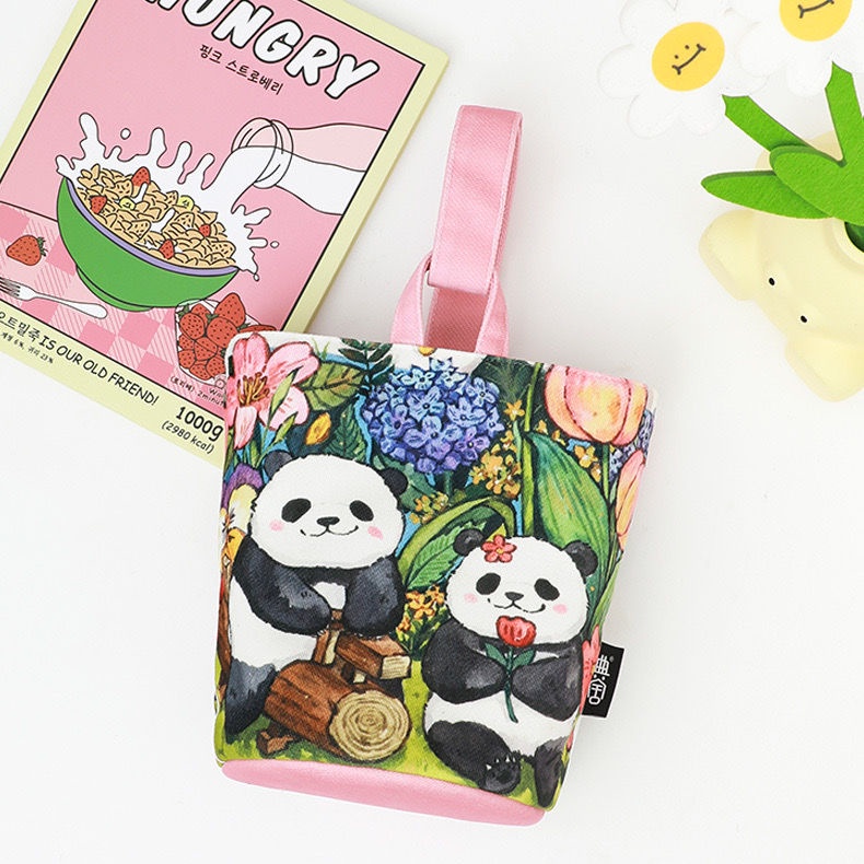 Túi Xách Canvas Họa Tiết Gấu Trúc Hoạt Hình Dễ Thương