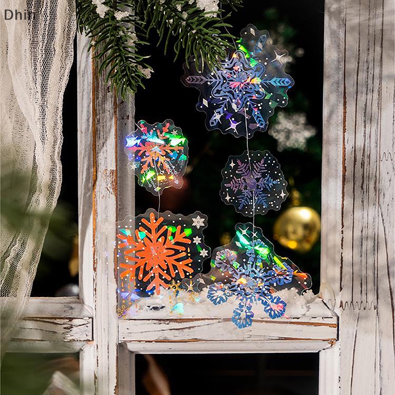 1 Set 6 Kiểu Sticker Dán Hình Bông Tuyết Bằng Nhựa PET Trang Trí Thủ Công DIY