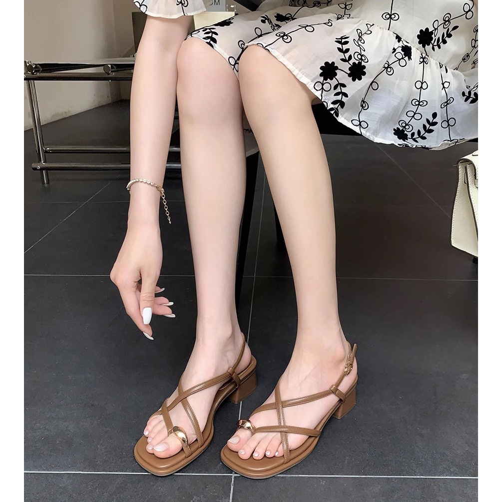 Nhà Máy Duoya Thẳng ~ [Hàng Sẵn Sàng] [] Đồng Minh Đường Phố●Giày Sandal Cao Gót Hở Mũi Đế Bằng Có Dây Cột Thời Trang Cho Nữ Miễn Phí Vận Chuyển