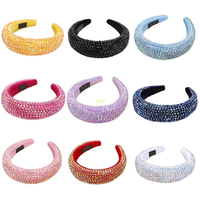 Flgo Băng Đô Cài Tóc Đệm Nhung AB Đính Đá Lấp Lánh