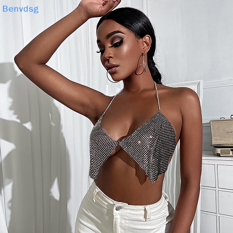 Benvdsg &gt; Áo Không Tay Khoét Cổ Chữ V Khoét Sâu Đính Kim Cương Pha Lê Handmade Quyến Rũ