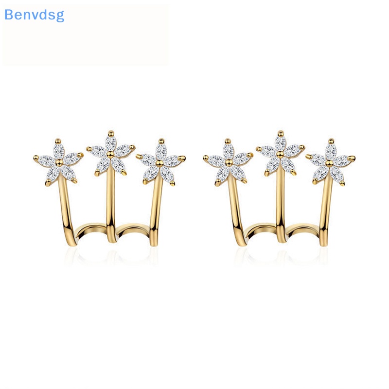 Khuyên Tai Hình Hoa Đính Đá Zircon Phong Cách Hàn Quốc Cho Nữ