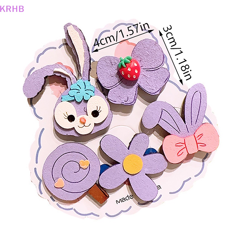 Set 5 Kẹp Tóc Họa Tiết Hoạt Hình Phong Cách Hàn Quốc Dễ Thương Cho Bé Gái Mới