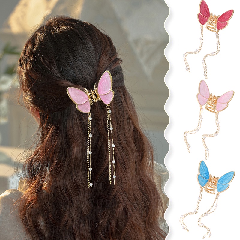 Haimeikang (MớI) Kẹp TóC HìNh BướM ĐíNh NgọC Trai Giả Xinh XắN