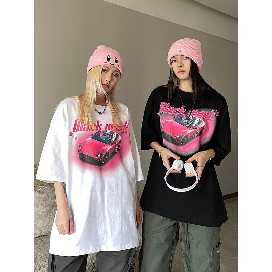 Áo Thun 100% Cotton Tay Ngắn Dáng Rộng In Họa Tiết Đường Phố Thời Trang Cho Nam Và Nữ