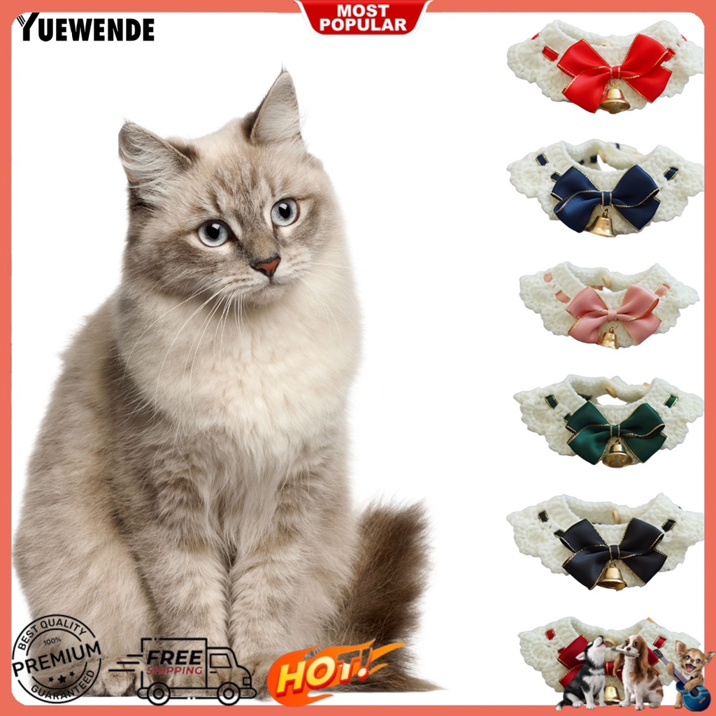 Yq.e Vòng Cổ Len Mịn Thắt Nơ Có Chuông Cho Thú Cưng