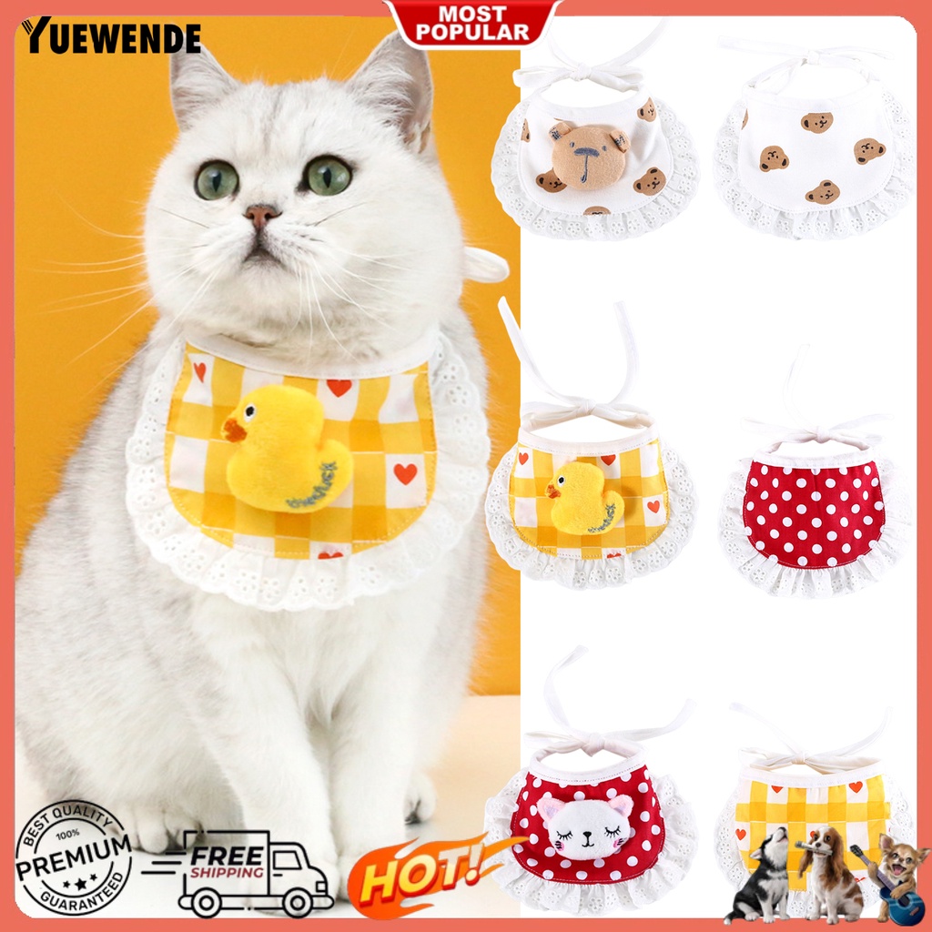 Yq.e Yếm Đeo Cổ Bằng Cotton Chống Mài Mòn Họa Tiết Hoạt Hình Dễ Thương Trang Trí Nội Thất Dành Cho Cún Cưng / Mèo Cưng