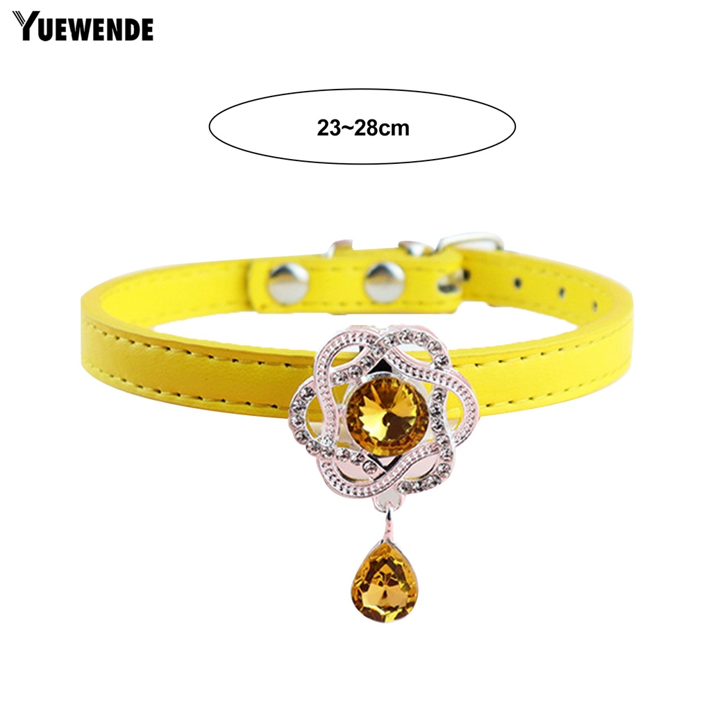 Vòng Cổ Da Nhân Tạo Đính Hoa Chống Mài Mòn Cho Thú Cưng