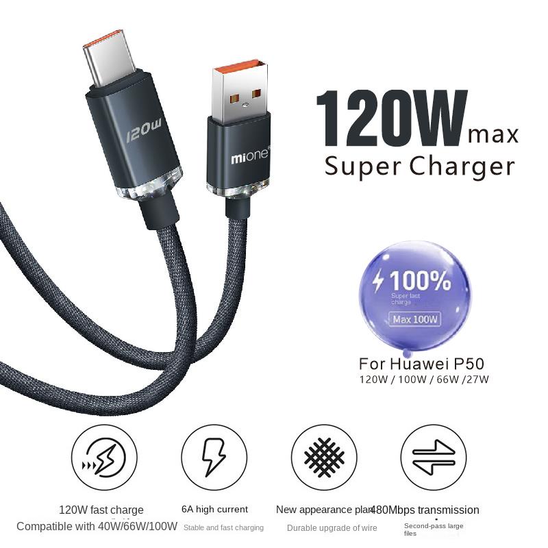 Dây Cáp Sạc Nhanh 120W Mione 6A 66W 120W USB Type C Cho Xiaomi chất lượng cao chuyên dụng