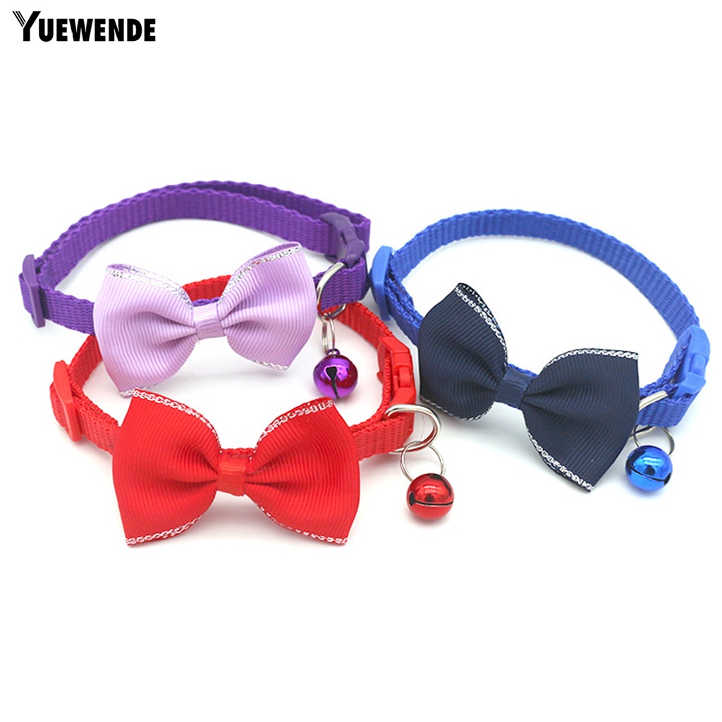 Yq.e Vòng Cổ Thắt Nơ Màu Trơn Dễ Thương Có Chuông Giáng Sinh Cho Mèo Cưng