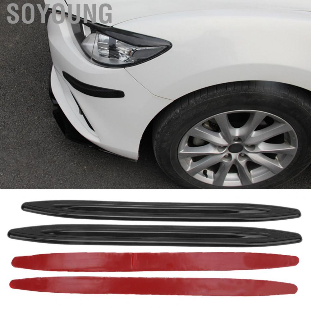 Soyoung 2pcs Car Front Rear Bumper Protector Body Door Corner AntiScratch Strips Glossy Black Modification Universal