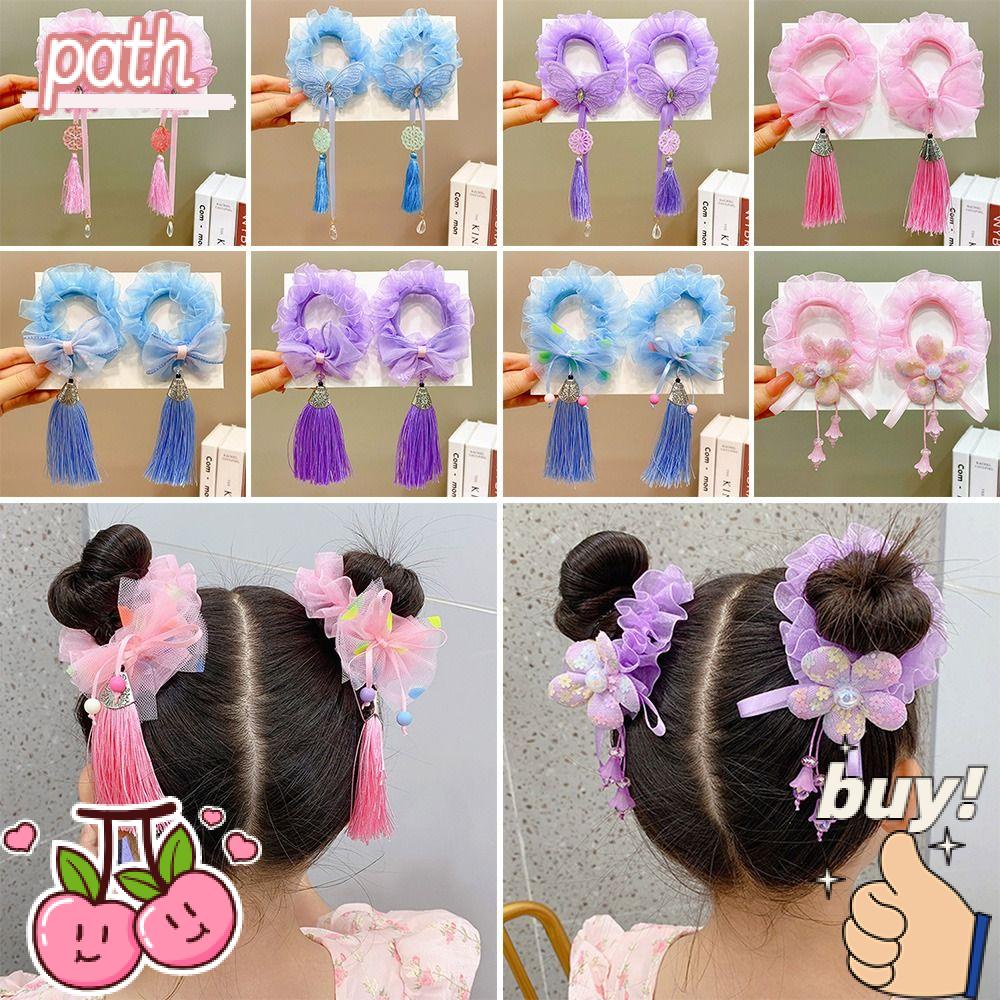 Dây Cột Tóc Co Giãn Phối Tua Rua Lông Nhung Dễ Thương Cho Bạn Gái