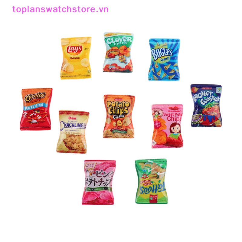 Set 10 Mô Hình Đồ Ăn Vặt / Khoai Tây Chiên / Kẹo Bằng Nhựa Resin Trang Trí Nhà Bú