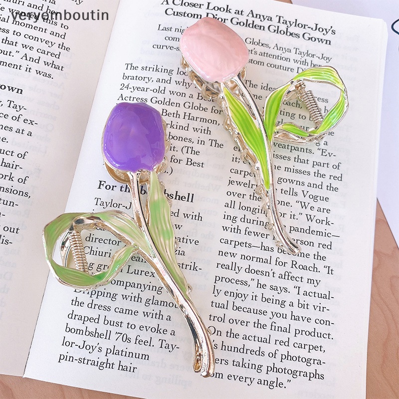 Kẹp Tóc Hoa Tulip / Cá Mập / Đuôi Ngựa Vintage Ngọt Ngào Hợp Thời Trang Cho Nữ n