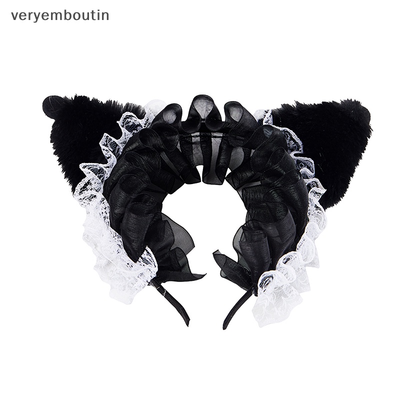 Băng Đô Cài Tóc Hình Tai Quỷ Hoạt Hình Phối Ren Phong Cách Gothic Dễ Thương