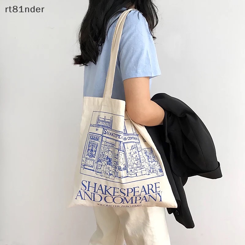 Rt Túi Xách Tay Bằng Vải Cotton In Hình Dành Cho Nữ