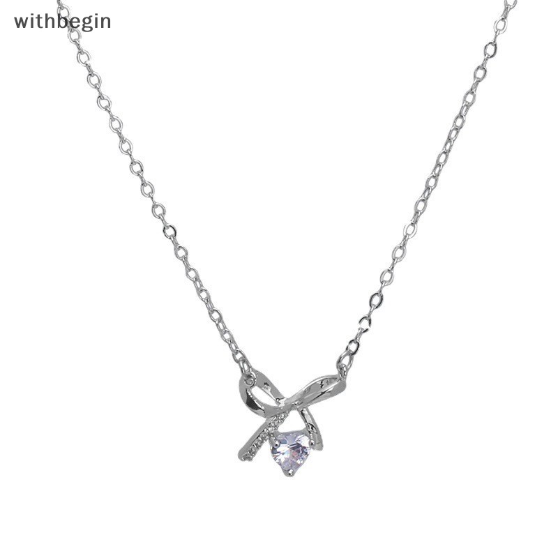 Vòng cổ Mặt Nơ Đính Đá Zircon Phong Cách Hàn Quốc Thời Trang Cho Nữ