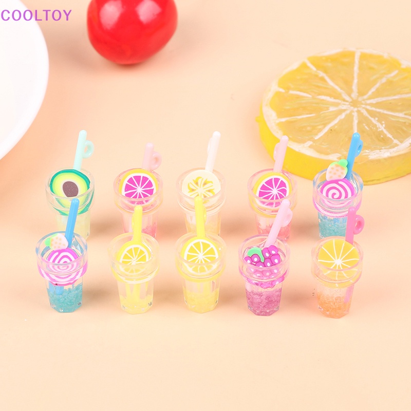 Set 10 Mặt Dây Chuyền Resin 3D Diy Phát Sáng Trong Đêm Hình Cốc Nước Hoạt Hình