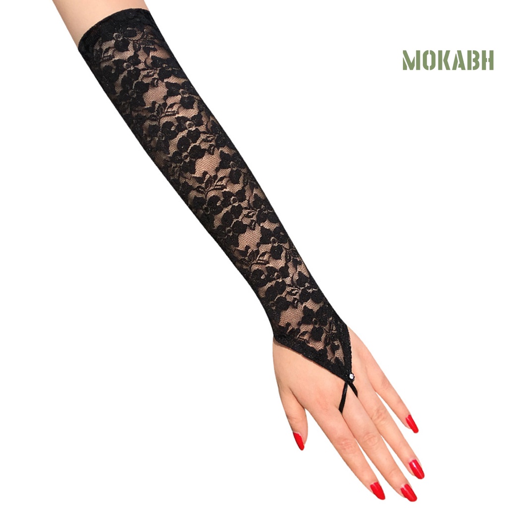 1 Đôi Găng Tay Cô Dâu Hở Ngón Màu Sắc Thanh Lịch