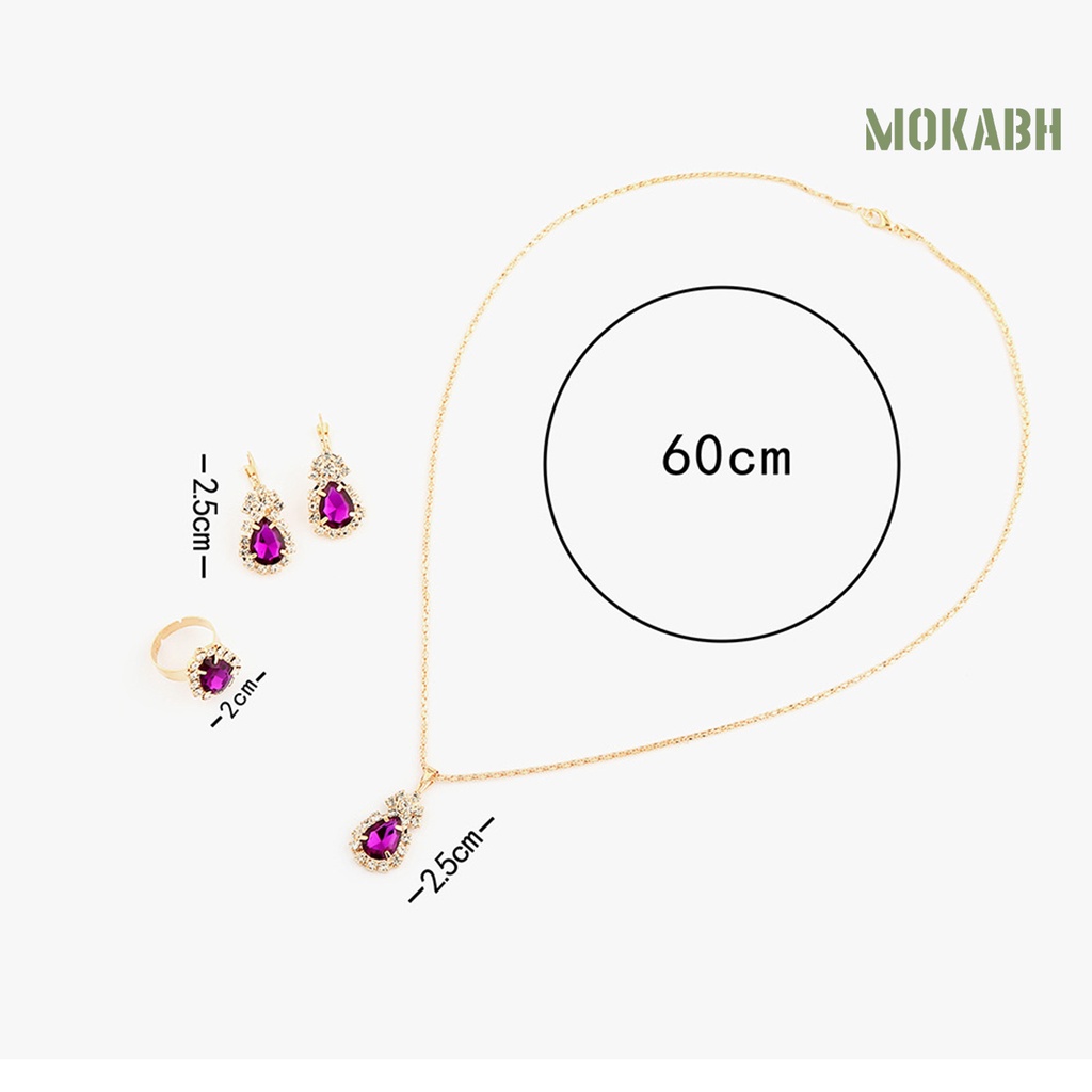 Bộ Trang Sức 3 Món Bằng Hợp Kim Đính Đá Hình Giọt Nước Thời Trang Cho Nữ