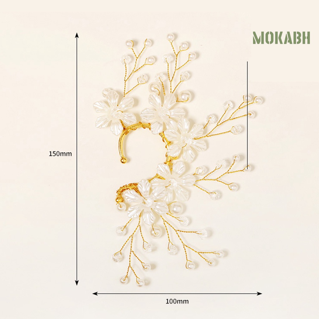 Khuyên Kẹp Vành Tai Đính Đá / Ngọc Trai Giả Không Cần Xỏ Lỗ Dành Cho Cô Dâu