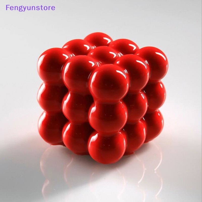 Khuôn Silicon Làm Bánh Mousse 6 Ngăn Tạo Hình Khối Rubik 3D DIY