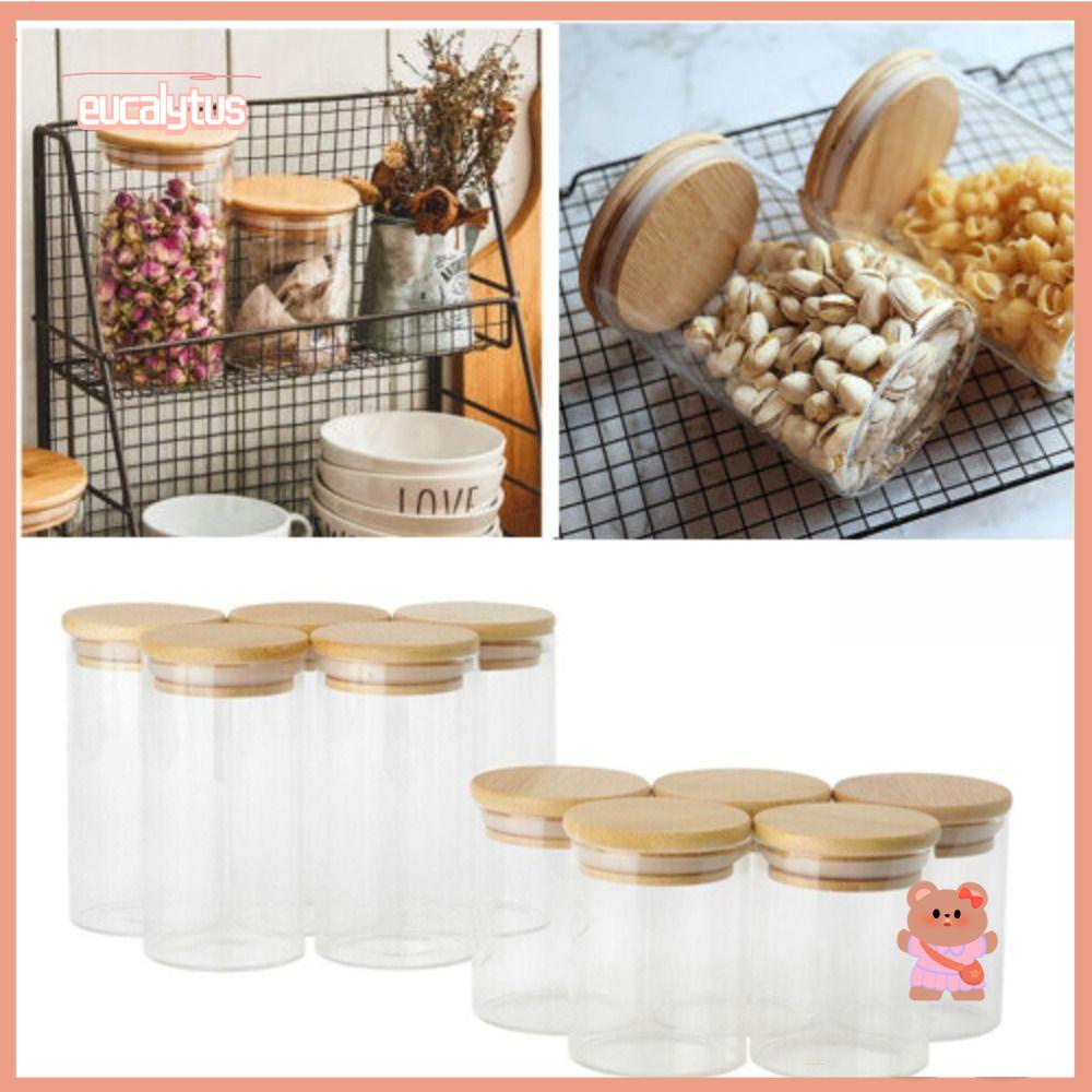 Bộ 10 Hũ Thủy Tinh Tròn Đựng Gia Vị Có Nắp Đậy Cho Nhà Bếp