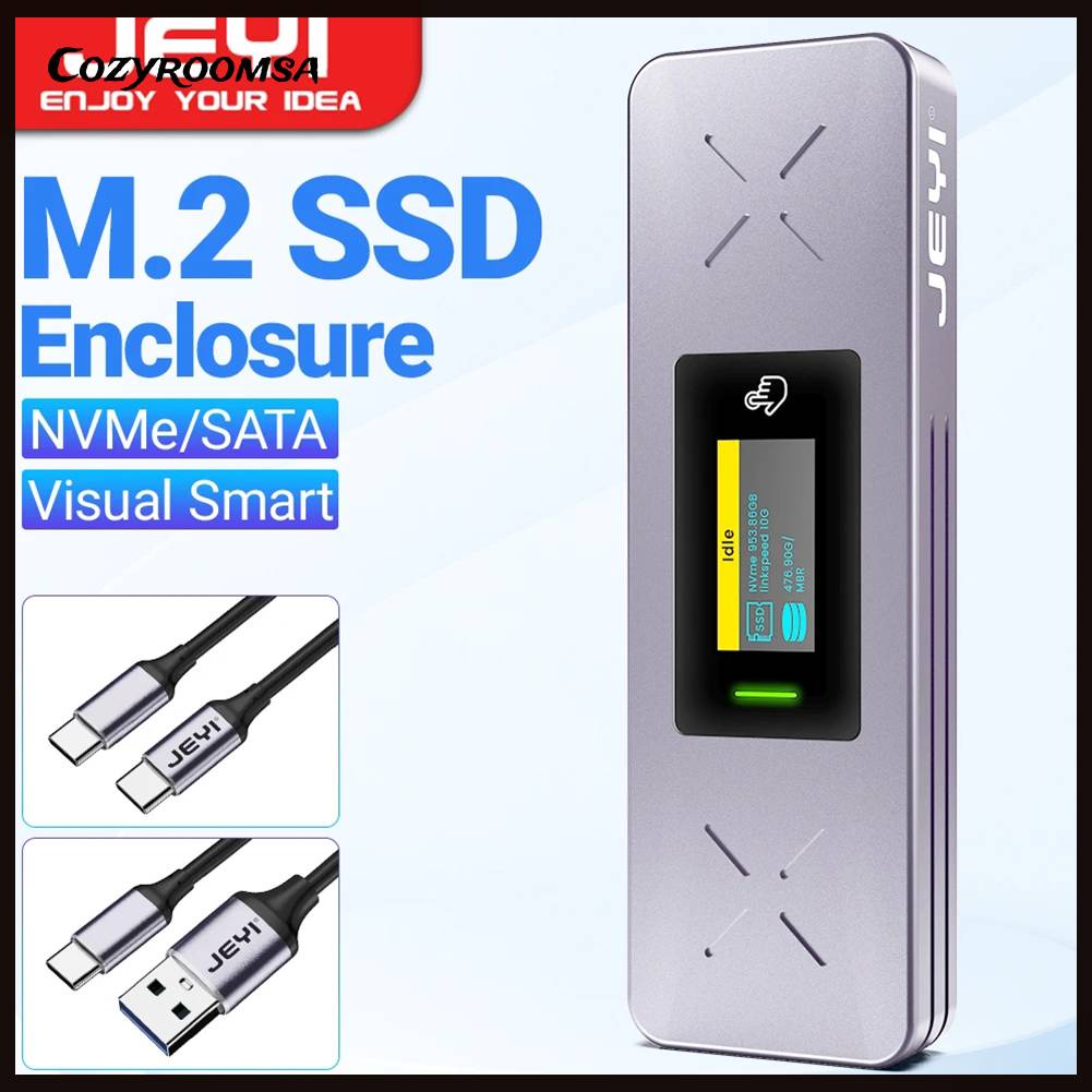 Hộp Đựng Ổ Cứng Ngoài M.2 NVMe / SATA Kèm Màn Hình OLED