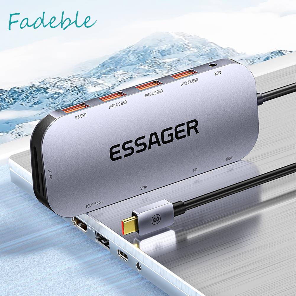 Bộ Chia Cổng Sạc USB Type C 11 Trong 1 Cho Laptop