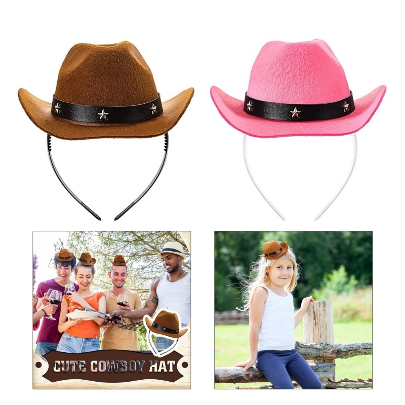 Kelnny Cowboy Đảng Mũ Đội Đầu Mini Cowboy Mũ Băng Đô Quấn Tóc Nữ Cosplay Trang Phục Cao Bồi