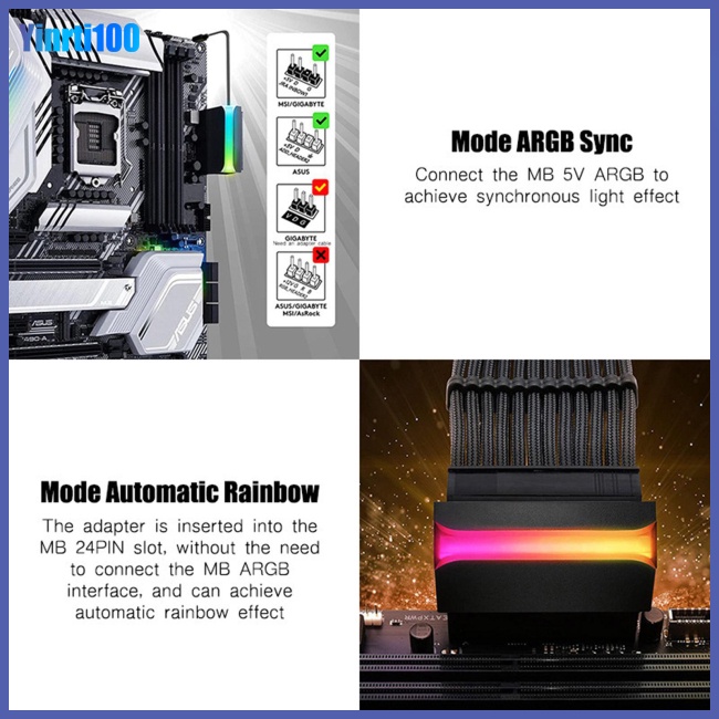 Bo Mạch Chủ Chuyển Đổi Nguồn Điện 24pin Atx 24p Sang 90 Độ ARGB