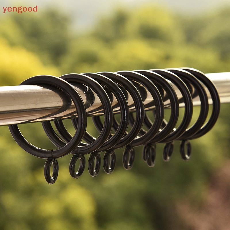 (YGD) 10 Vòng Treo Rèm Cửa Bằng Kim Loại Màu Đen 5 Kích Cỡ