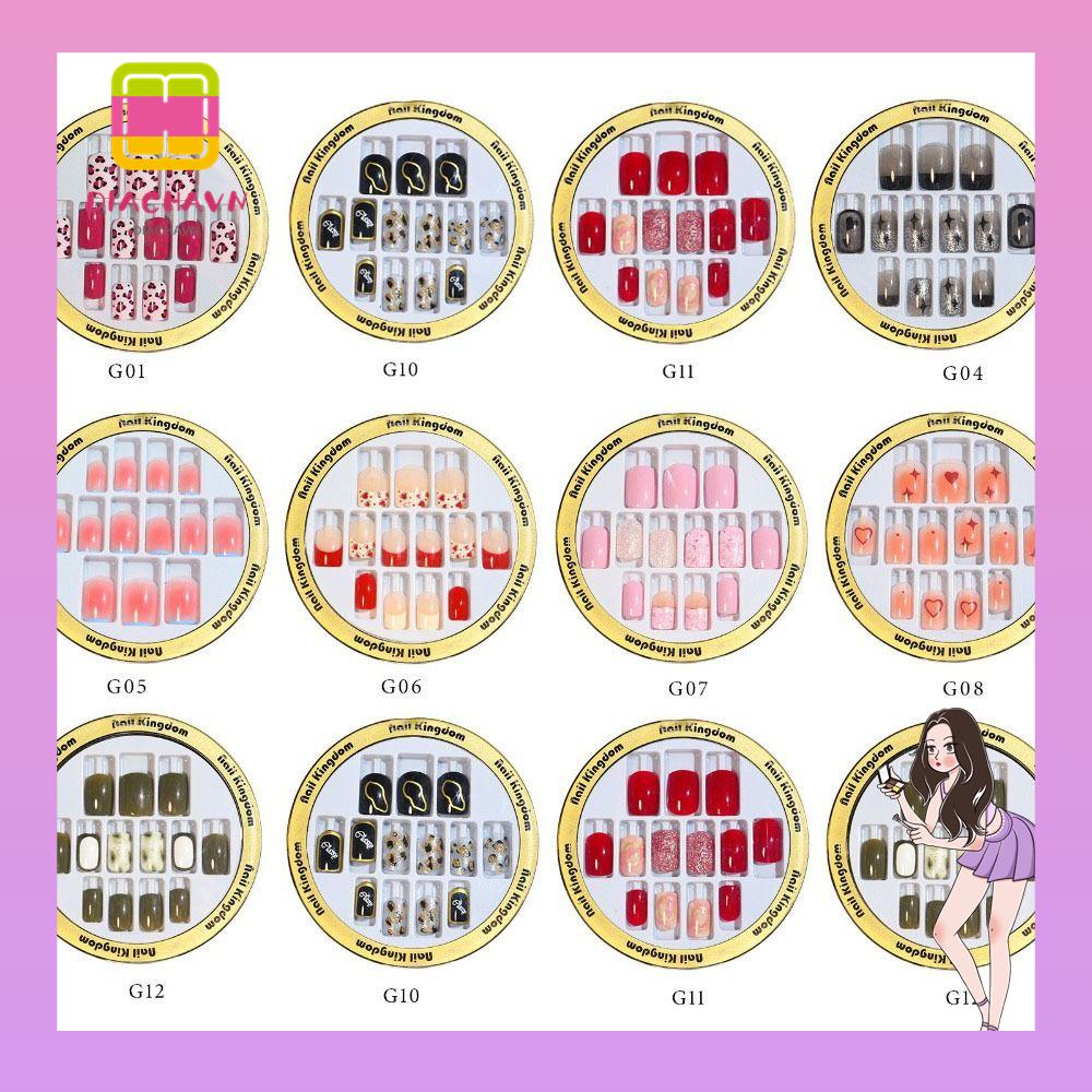 Set 24 Móng Tay Giả Dạng Nhấn Không Để Lại Dấu Vết
