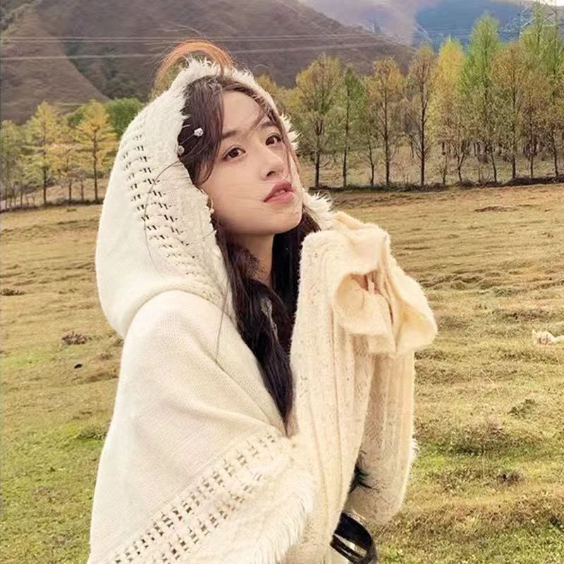 Áo Choàng Sweater Dáng Dài Có Mũ Trùm Kiểu Retro Pháp Thời Trang Cho Nữ Dễ Phối Đồ | BigBuy360 - bigbuy360.vn