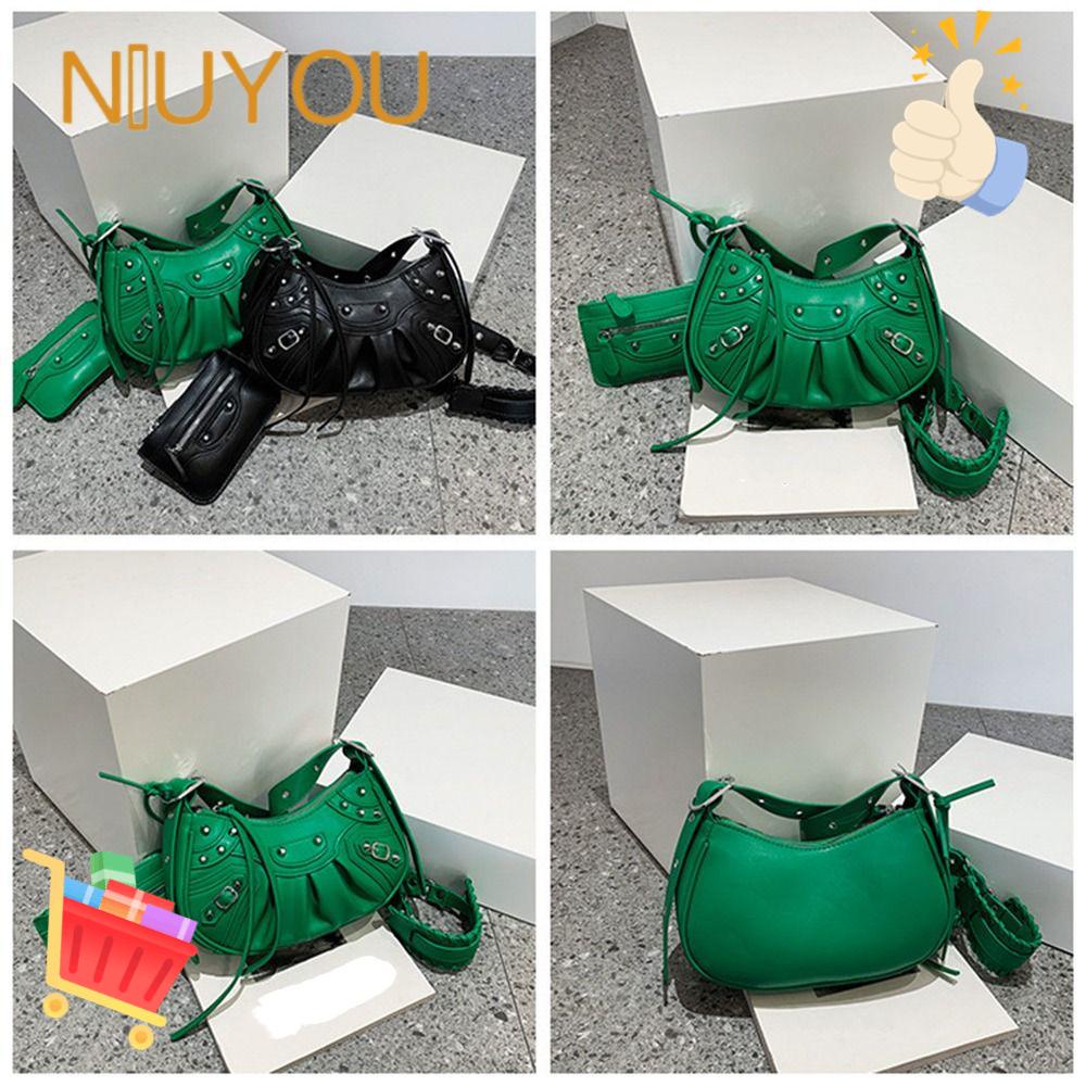 Túi Đeo Chéo Da PU Gắn Đinh Tán Phong Cách Punk Sang Trọng