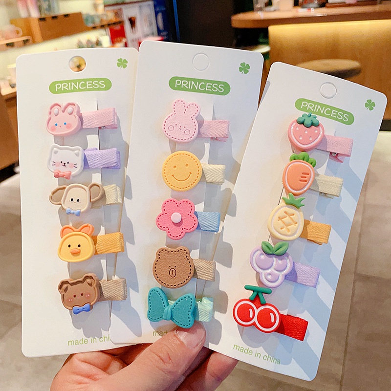 Kẹp Tóc Nhựa Resin Màu Sáng Họa Tiết Hoạt Hình Phong Cách Hàn Quốc Cho Bé