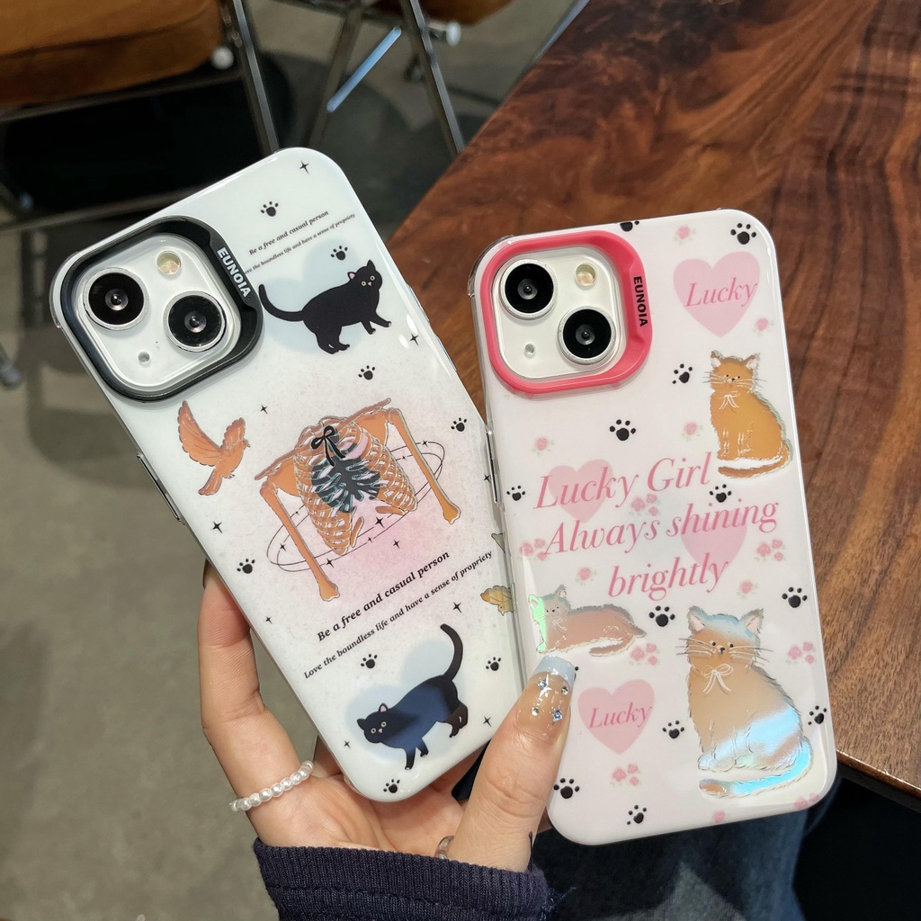 Ốp Điện Thoại Tpu Mềm Trong Suốt Họa Tiết Mèo Hoạt Hình Hai Mặt Cho iPhone 14 13 12 11Pro Max