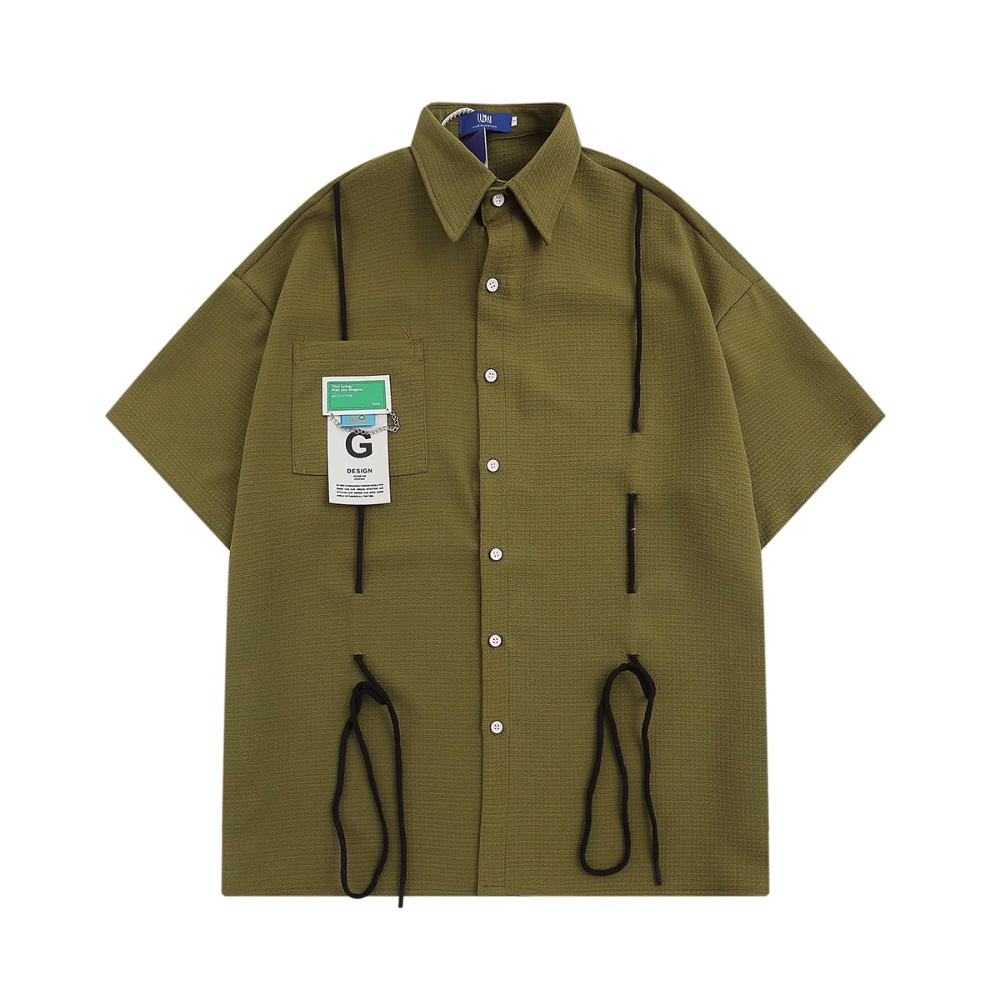 Áo Sơ Mi Tay Ngắn Phồng Thời Trang Đường Phố Retro Mỹ Cá Tính Cho Nam