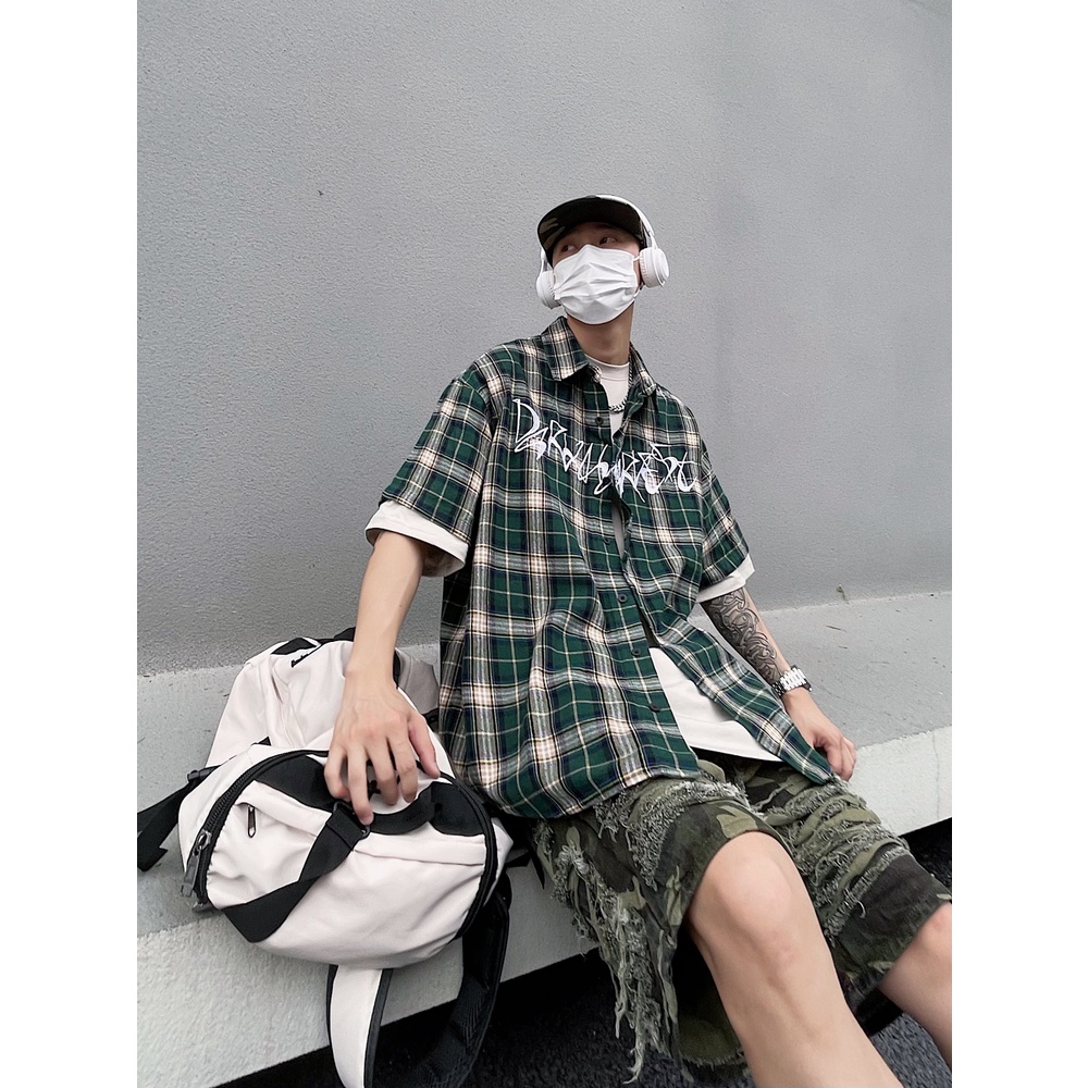 Áo Sơ Mi Ngắn Tay Dáng Rộng Thêu Chữ Thời Trang Mùa Hè Dành Cho Nam