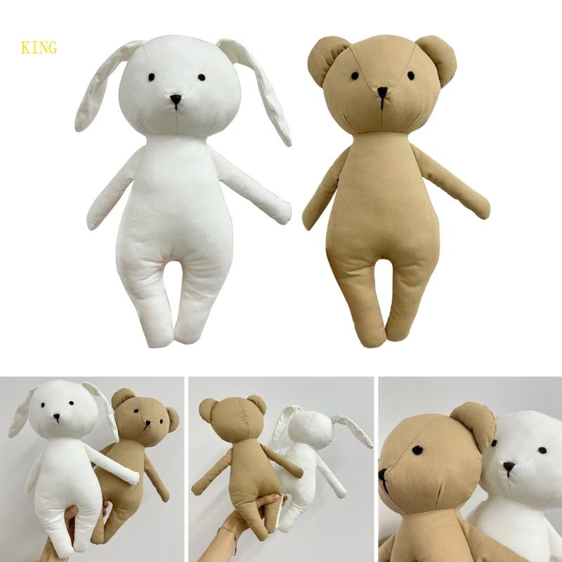 Đồ chơi nhồi bông Hình Gấu / Thỏ Bằng Cotton Mềm Mại Dễ Thương Giặt Được Cho Bé Sơ Sinh