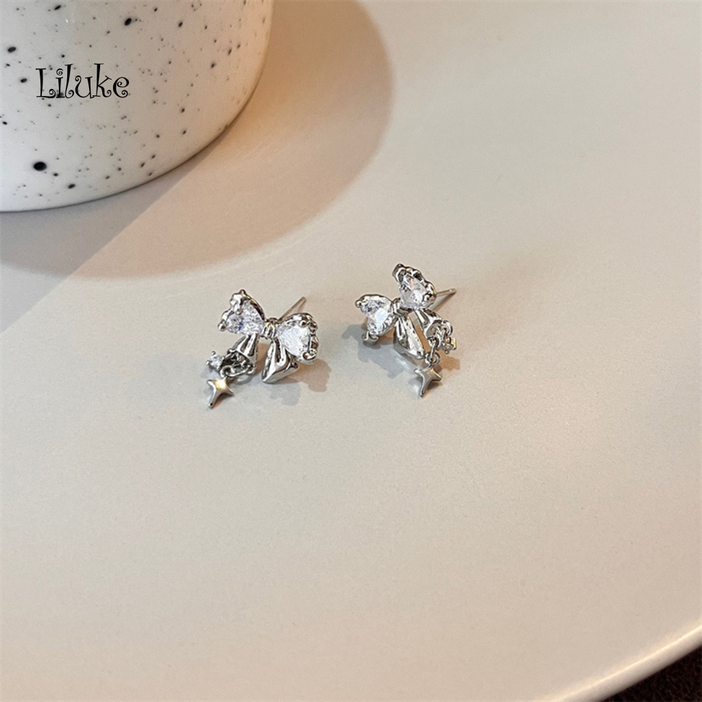 1 Đôi Bông Tai Dáng Dài Đính Đá Zircon Thời Trang