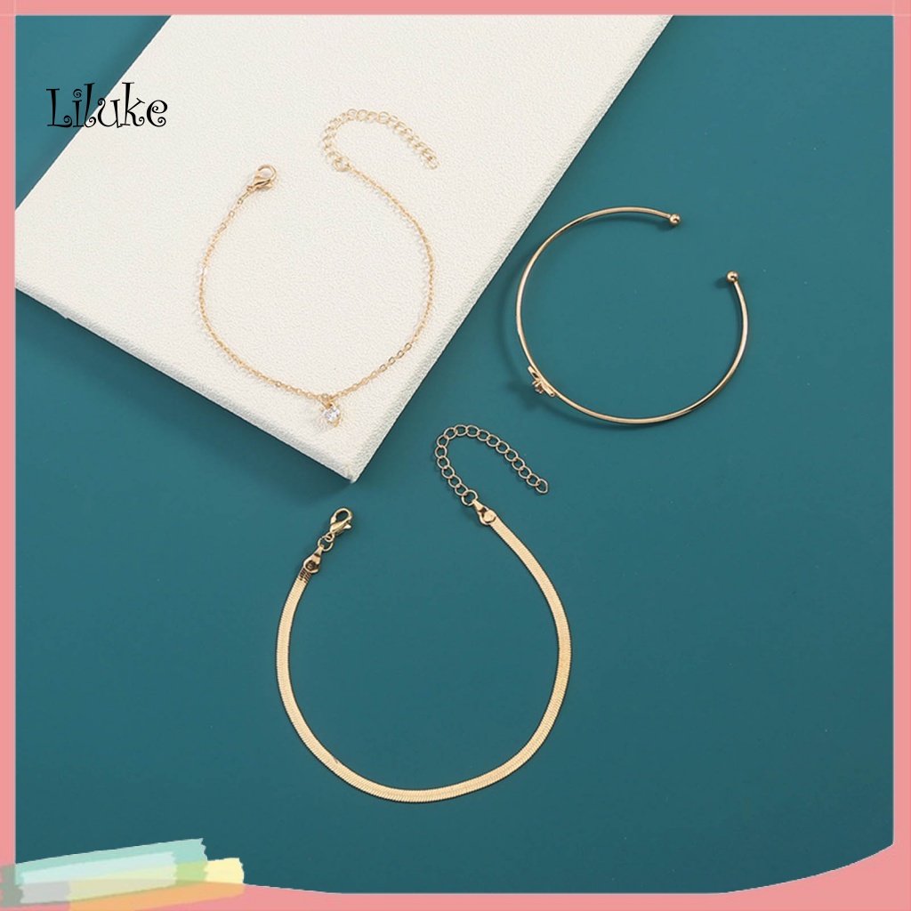 Set 3 Vòng Tay Hợp Kim Nhiều Lớp Trang Trí Cánh Thiên Thần Xinh Xắn Cho Nữ