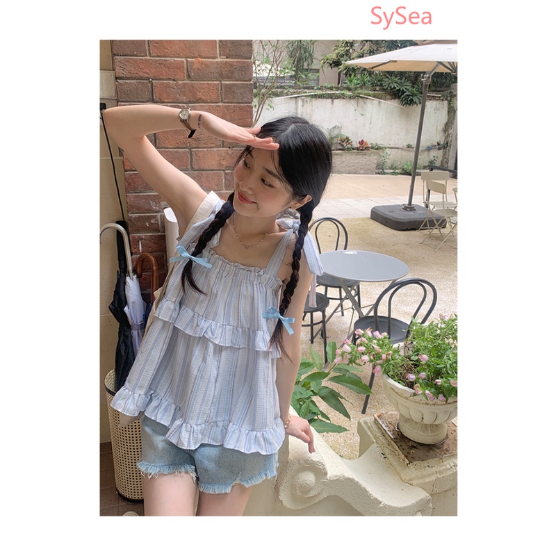 Áo Hai Dây Họa Tiết Kẻ Sọc Thời Trang Mùa Hè Cho Nữ