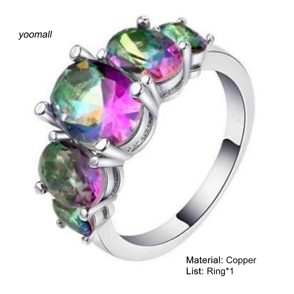 Nhẫn Đồng Đính Pha Lê Giả Nhiều Màu Thanh Lịch Cho Nữ