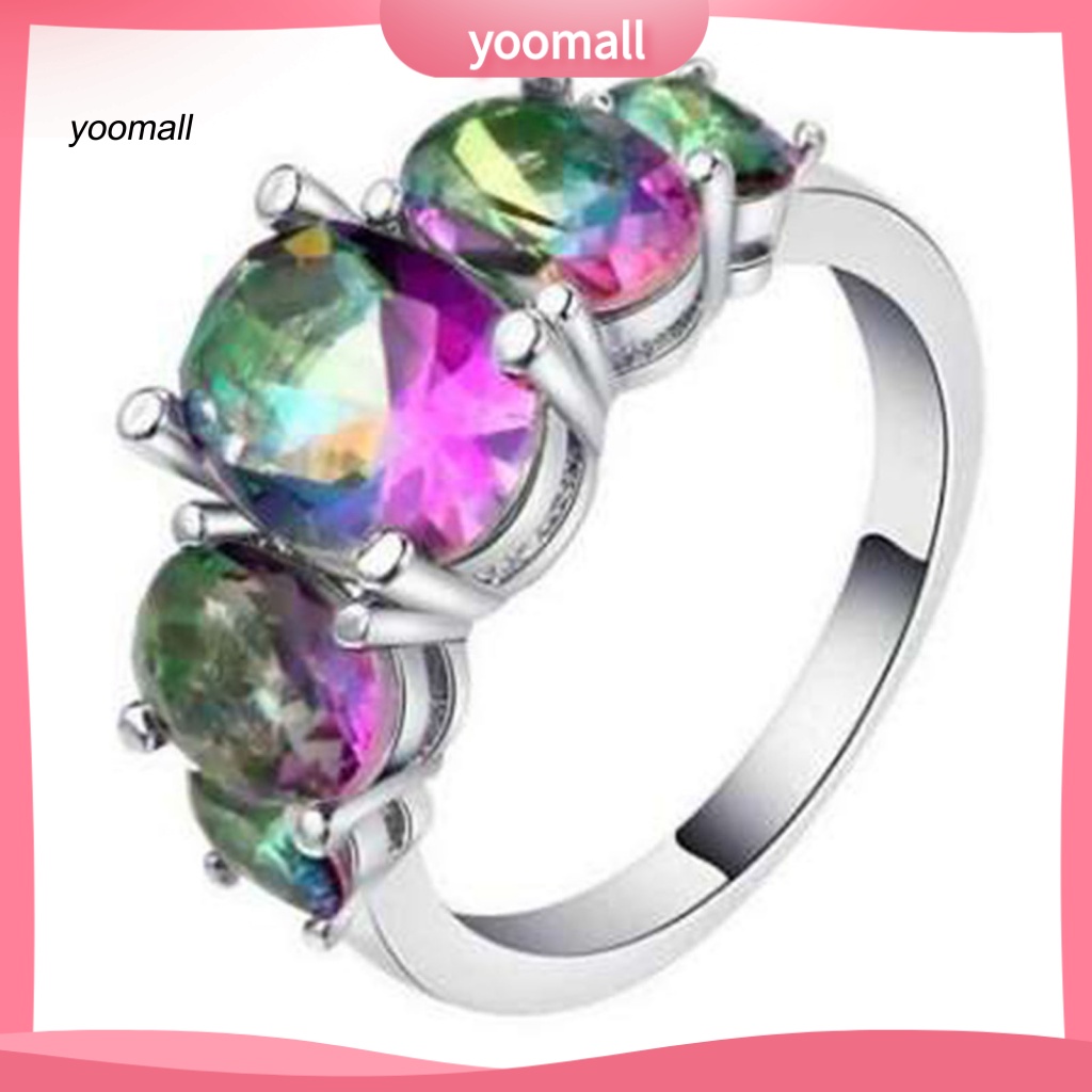 Nhẫn Đồng Đính Pha Lê Giả Nhiều Màu Thanh Lịch Cho Nữ