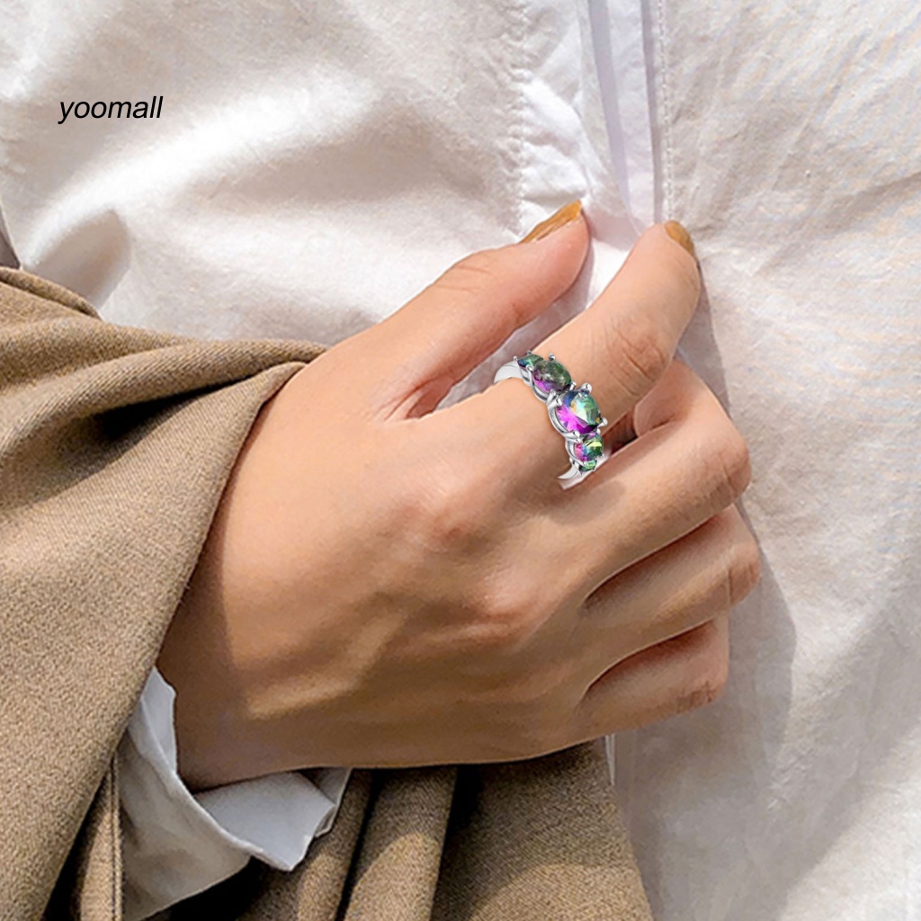 Nhẫn Đồng Đính Pha Lê Giả Nhiều Màu Thanh Lịch Cho Nữ