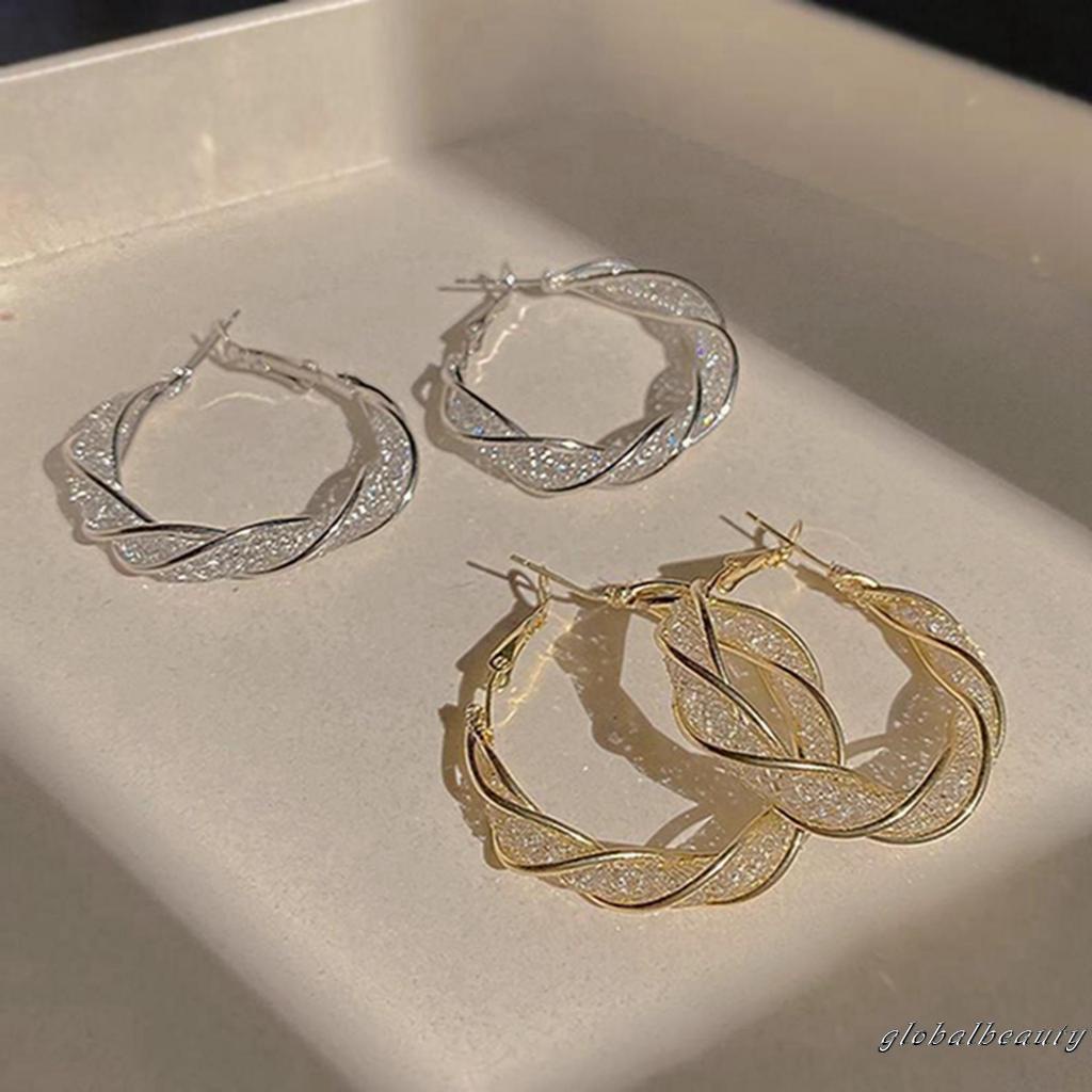 Bông Tai Dạng Xoắn Đính Pha Lê Thanh Lịch Thời Trang Dành Cho Nữ